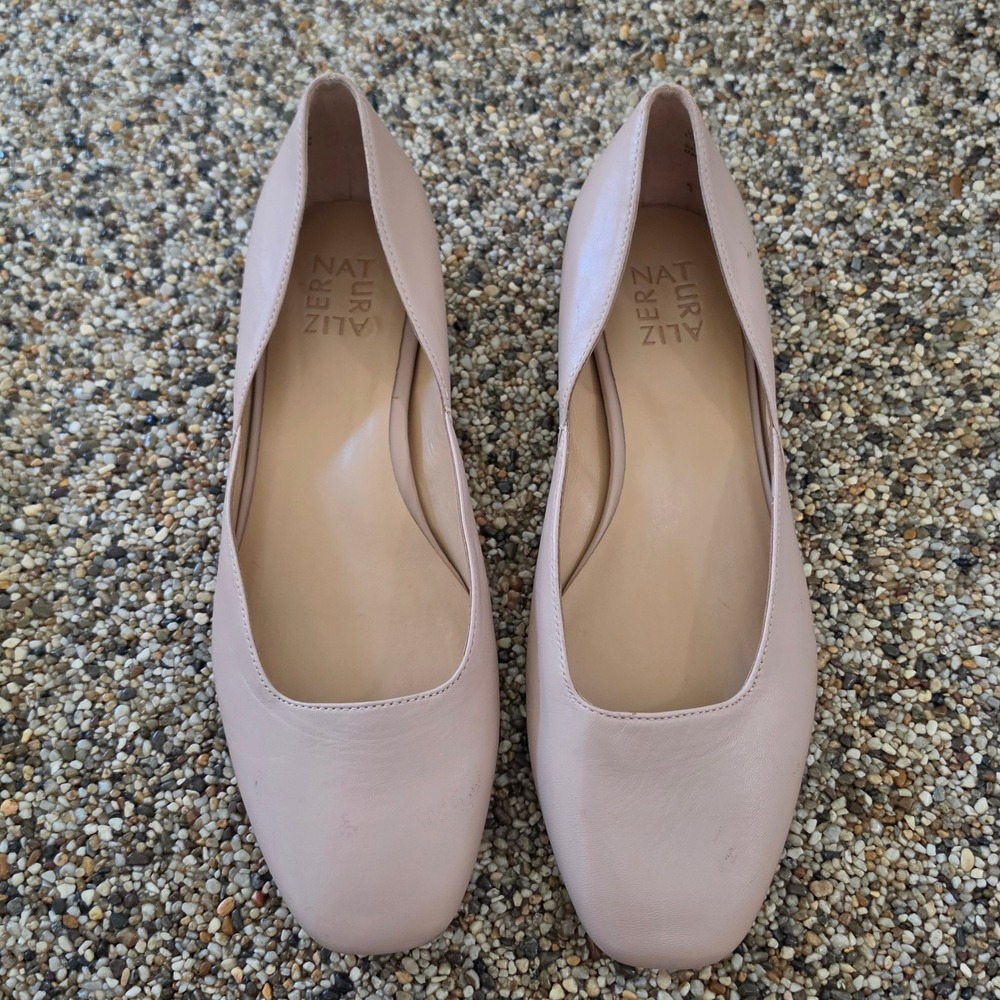 Naturalizer Cody Nude Pink Leather Square Toe Ballet Flats Womens 8.5W